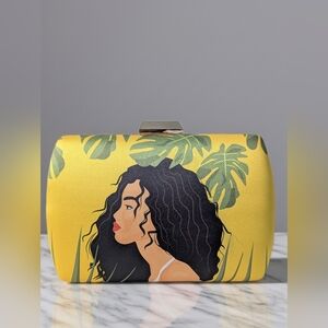 Handcrafted Clutch Floral Yellow with Gold Accents